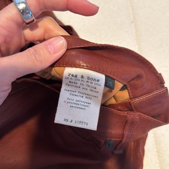 rag and bone cognac washed leather jeans size 26 - Picture 4 of 4